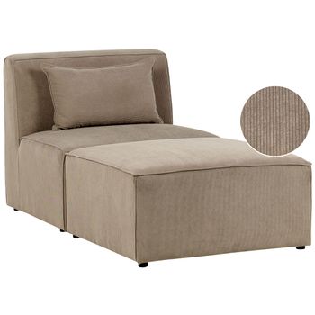 Chaise Lounge Moderna Pana Dos Piezas Tapizado Gris Pardo Lemvig - Beige