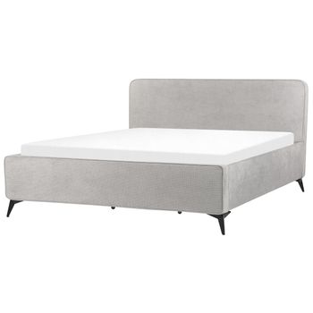 Cama De Tela 180 X 200 Clásico Minimalista Cabecero Patas De Metal Negras Dormitorio Gris Claro Valognes - Gris