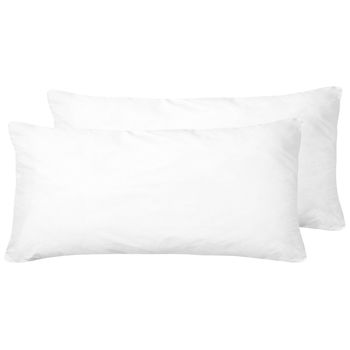 Conjunto De 2 Almohadas Tradicional Funda De Microfibra Blanca Relleno De Poliéster De Perfil Alto 40 X 80 Cm Errigal - Blanco