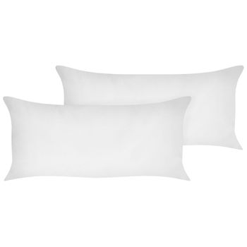 Conjunto De Almohadas Cojín Para Dormitorio Rectangular 40 X 80 Cm Algodón De Japara Funda Lyocell Relleno De Poliéster Perfil Bajo Blanco Triglav - Blanco