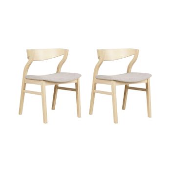 Juego De 2 Sillas De Comedor De Estilo Retro Asiento Tapizado De Madera Contrachapada/madera De Caucho Clara Y Beige Maroa - Madera Clara