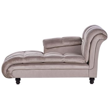 Chaise Longue Tapizado En Tela De Poliéster Gris Pardo Con Patas Negras Diseño Moderno Acolchado Lormont - Marrón