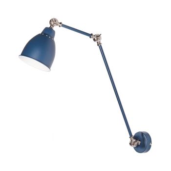 Lámpara De Punto De Pared Azul Oscuro Luz De Lectura Brazo Oscilante De Metal Largo Cobrizo Diseño Moderno Mississippi L - Azul