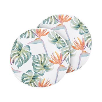 Conjunto De 2 Cojines De Jardín Almohada De Exterior ⌀ 40 Cm Poliéster Motivo Hojas Monstera Multicolor Torrazzo - Multicolor