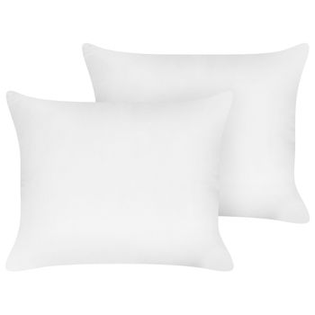 Conjunto De Almohadas Cojín Para Dormitorio 50 X 60 Cm Algodón De Japara Funda Lyocell Relleno De Poliéster Perfil Bajo Blanco Triglav - Blanco