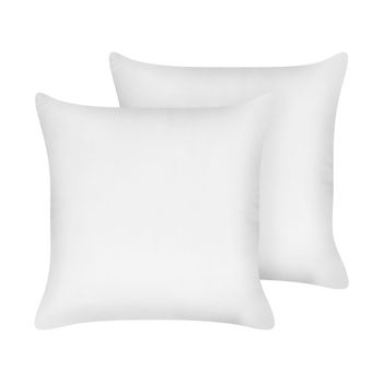 Conjunto De Almohadas Cojín Para Dormitorio 80 X 80 Cm Algodón De Japara Funda Lyocell Relleno De Poliéster Perfil Bajo Blanco Triglav - Blanco