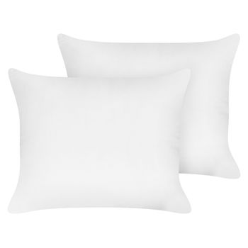 Conjunto De Almohadas Cojín Para Dormitorio 50 X 60 Cm Algodón De Japara Funda Lyocell Relleno De Poliéster Perfil Bajo Blanco Triglav - Blanco