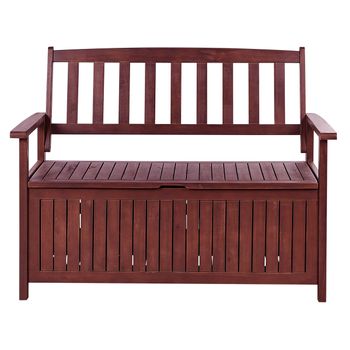 Banco De Jardín Con Almacenaje De Madera Maciza De Acacia 2 Plazas 120 Cm Rojo Orcuro Sovana - Madera Oscura