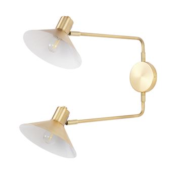 Lámpara De Pared Moderna Aplique 2 Luces Iluminación Pantalla Tambor Metal Acero Ajustable Con Elementos Dorados Dorado Kadassa - Dorado