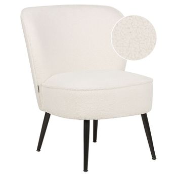 Sillón Decorativo Acolchado Sin Reposabrazos Sala De Estar Bouclé Blanco Voss - Blanco