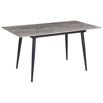 Mesa De Comedor Extensible 120/150x80cm Mdf Efecto Mármol Con Patas De Hierro Negro Eftalia - Gris