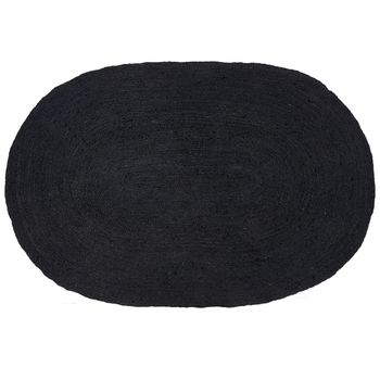 Alfombra De Yute Negra 160 X 230 Cm Trenzada Suelo Radiante Sala De Estar Dormitorio Demirci - Negro