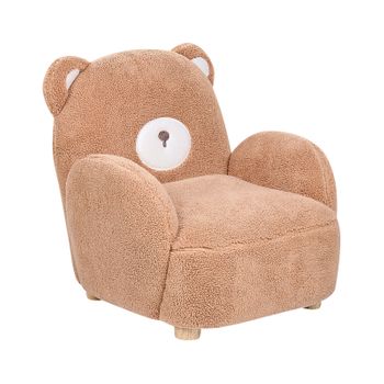 Silla Con Forma De Oso Tapizada En Poliéster De Imitación De Piel Con Reposabrazos De Felpa Muebles Para Niños Marrón Boo - Marrón