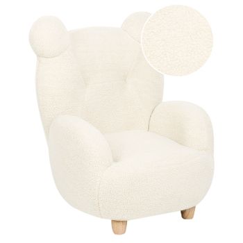 Sillón Animales Tapicería Poliéster Diseño Forma Oso Peluche Muebles Para Niños Moderno Blanco Melbu - Blanco