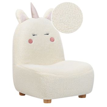 Sillón Animal Tapicería Poliéster Diseño Muebles Para Niños Moderno Forma Unicornio Blanco Lulea - Blanco