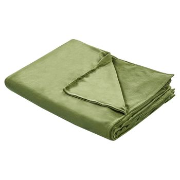 Funda De Manta Pesada Moderna Tejido Liso Poliéster Textil Dormitorio 135 X 200 Cm Verde Oscuro Rhea - Verde