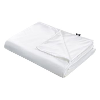 Funda De Manta Pesada Moderna Tejido Liso Poliéster Textil Dormitorio 100 X 150 Cm Blanca Rhea - Blanco