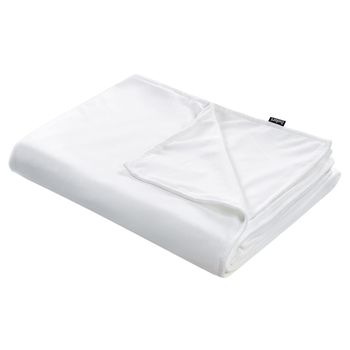 Funda De Manta Pesada Moderna Tejido Liso Poliéster Textil Dormitorio 135 X 200 Cm Blanca Rhea - Blanco