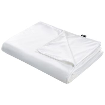 Funda De Manta Pesada Moderna Tejido Liso Poliéster Textil Dormitorio 150 X 200 Cm Blanca Rhea - Blanco