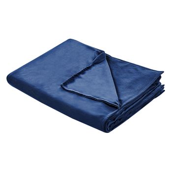 Funda De Manta Pesada Moderna Tejido Liso Poliéster Textil Dormitorio 120 X 180 Cm Azul Marino Rhea - Azul