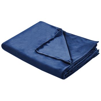 Funda De Manta Pesada Moderna Tejido Liso Poliéster Textil Dormitorio 150 X 200 Cm Azul Marino Rhea - Azul