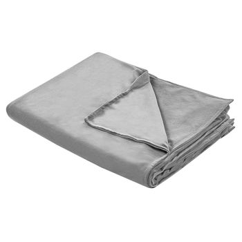 Funda De Manta Pesada Moderna Tejido Liso Poliéster Textil Dormitorio 135 X 200 Cm Gris Rhea - Gris