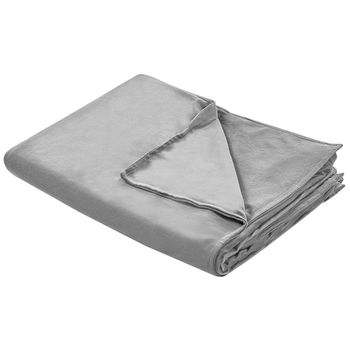 Funda De Manta Pesada Moderna Tejido Liso Poliéster Textil Dormitorio 150 X 200 Cm Gris Rhea - Gris