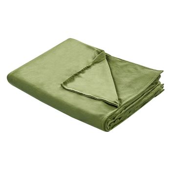 Funda De Manta Pesada Moderna Tejido Liso Poliéster Textil Dormitorio 100 X 150 Cm Verde Oscuro Rhea - Verde