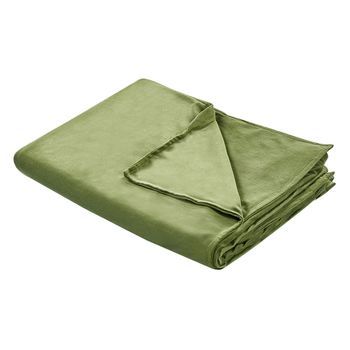 Funda De Manta Pesada Moderna Tejido Liso Poliéster Textil Dormitorio 120 X 180 Cm Verde Oscuro Rhea - Verde