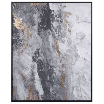 Lienzo Cuadro De Pared 103 X 83 Cm Marco Mdf Sintético Formas Abstractas Geométrico Rectangular Moderno Gris Y Blanco Jesi - Gris