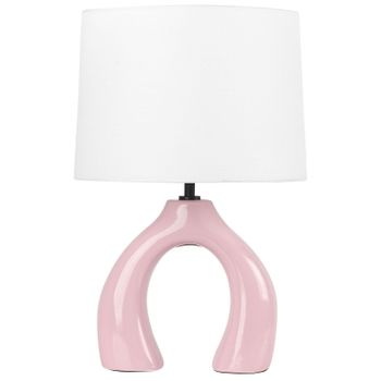 Lámpara De Mesa De Rosa Blanco 39 Cm Base Metal Pantalla Interruptor Moruga  - Rosa con Ofertas en Carrefour