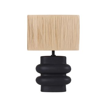 Lámpara De Cerámica De Sobremesa Con Pantalla De Estilo Natural Minimalista Color Negro Judy - Natural