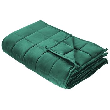 Manta Pesada Rectangular 8 Kg 135 X 200 Cm Tejido De Poliéster Acolchado Relleno De Perlas De Vidrio Verde Esmeralda Nereid - Verde