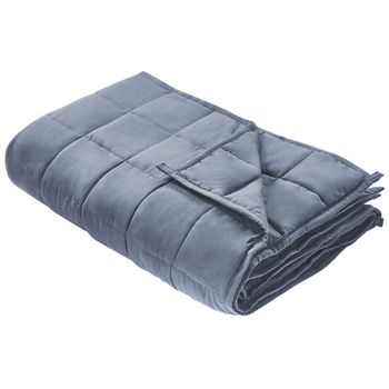 Manta Pesada Rectangular 4 Kg 100 X 150 Cm Tejido De Poliéster Acolchado Relleno De Perlas De Vidrio Azul Nereid - Azul