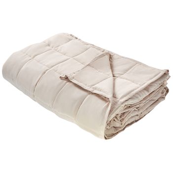 Manta Pesada Rectangular 4 Kg 100 X 150 Cm Tejido De Poliéster Acolchado Relleno De Perlas De Vidrio Beige Nereid - Beige