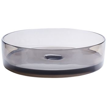 Lavabo Sobre Encimera De Baño Redondo Solid Surface Transparente 36 Cm Negro Tolosa - Transparente