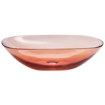 Lavabo Sobre Encimera De Baño Solid Surface Semi Transparente 54 X 36 Cm Rojo Moengo - Transparente