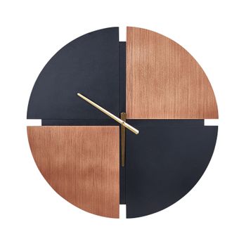 Reloj De Pared Clásico Con Forma Oval Madera Clara Y Negro 60 Cm Aramon - Madera Clara