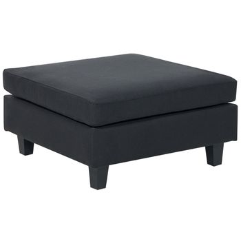 Otomana Tapizada De Tela Moderna Pieza Sofá Modular Reposapiés Cuadrado Poliéster Acolchado Negro Unstad - Negro