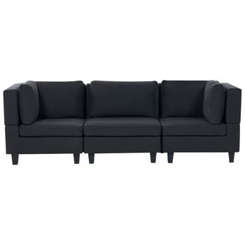 Sofá Modular Moderno 3 Plazas Tapizado Tela Poliéster Respaldo Acolchado Negro Unstad - Negro