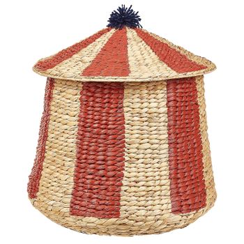 Cesta De Mimbre De Fibra De Jacinto De Agua Con Forma De Tienda De Circo Beige Y Rojo Kimberley - Natural