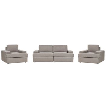 Conjunto De Sala De Estar Clásico 5 Plazas Sofá 2 Sillones Tapizado Tela Poliéster Con Sillón Respaldo Acolchado Grueso Acolchado Gris Pardo Alla - Marrón