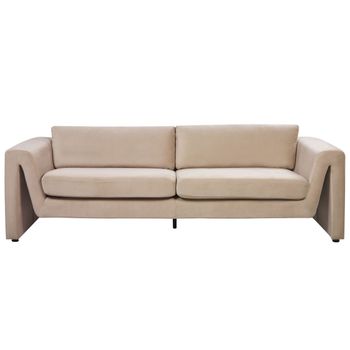 Sofá Moderno 3 Plazas Respaldo Acolchado Terciopelo Reposabrazos Beige Maunu - Beige