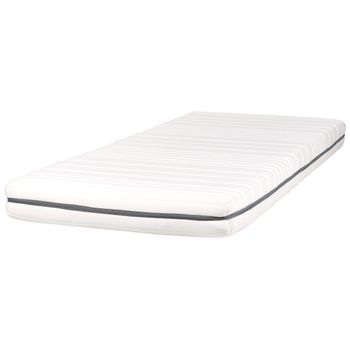 Colchón Individual Relleno De Espuma Dureza Media Poliéster Funda Extraíble Con Cremallera 90 X 200 Cm Blanco Enchant - Blanco