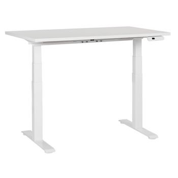 Escritorio De Altura Regulable Eléctrico Oficina Moderna Patas Cuadradas 120 X 72 Cm Tablero Blanco Soporte De Acero Blanco Destines - Blanco