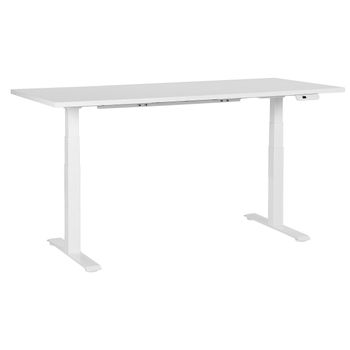 Escritorio De Altura Regulable Eléctrico Oficina Moderna Patas Cuadradas 180 X 80 Cm Tablero Blanco Soporte De Acero Blanco Destines - Blanco