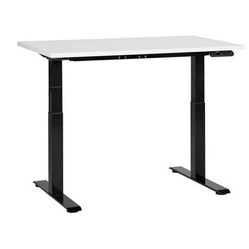 Escritorio De Altura Regulable Eléctrico Oficina Moderna Patas Cuadradas 120 X 72 Cm Tablero Blanco Soporte De Acero Negro Destines - Blanco