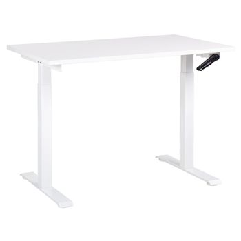 Escritorio De Altura Regulable Manualmente Oficina Moderna Patas Cuadradas 120 X 72 Cm Tablero Blanco Soporte De Acero Blanco Destines - Blanco