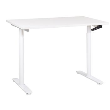 Escritorio De Altura Regulable Manualmente Oficina Moderna Patas Redondas 120 X 72 Cm Tablero Blanco Estructura De Acero Blanco Destinas - Blanco