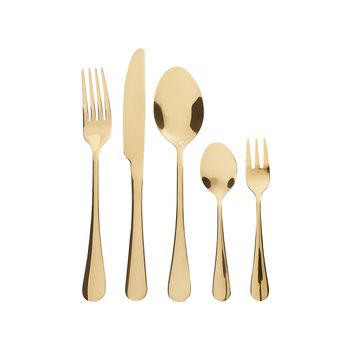 Cubertería Moderna Conjunto 30 Cubiertos Para 6 Personas Cuchillo Tenedor Cuchara Cucharilla Tenedor Para Postre Acero Inoxidable Dorado Fusilli - Dorado